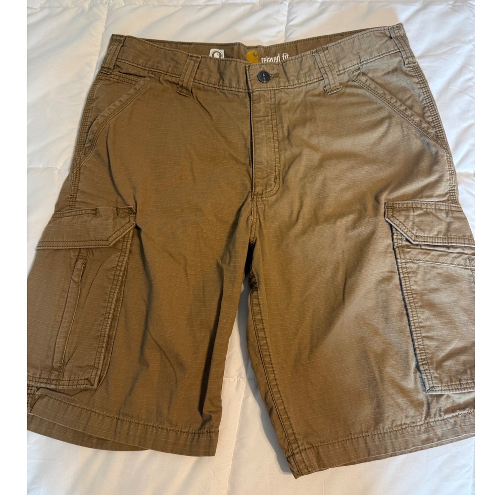 Carhartt Cargo Shorts Mens 34 Brown Relaxed Fit Force Ripstop Work
